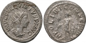 QUIETUS (Usurper, 260-261). Antoninianus. Samosata. 

Obv: IMP C FVL QVIETVS P F AVG. 
Radiate, draped and cuirassed bust right.
Rev: APOLINI CONS...