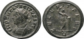 TACITUS (275-276). Antoninianus. Ticinum. 

Obv: IMP C M CL TACITVS AVG. 
Radiate and cuirassed bust left.
Rev: SECVRIT PERP / UI. 
Securitas sta...