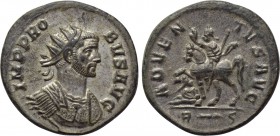 PROBUS (276-282). Antoninianus. Rome. 

Obv: IMP PROBVS AVG. 
Radiate and cuirassed bust right.
Rev: ADVENTVS AVG / R (thunderbolt) ς. 
Probus ri...