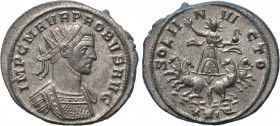 PROBUS (276-282). Antoninianus. Siscia. 

Obv: IMP C M AVR PROBVS AVG. 
Radiate and draped bust right.
Rev: SOLI INVICTO / XXIQ. 
Sol driving fac...