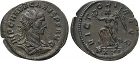 CARUS (282-283). Antoninianus. Ticinum. 

Obv: IMP C M AVR CARVS P F AVG. 
Radiate, draped and cuirassed bust right.
Rev: VICTORIA AVG / PXXI. 
V...