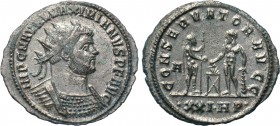 MAXIMIANUS HERCULIUS (286-305). Antoninianus. Siscia. 

Obv: IMP C M A VAL MAXIMIANVS P F AVG. 
Radiate and cuirassed bust right.
Rev: CONSERVATOR...
