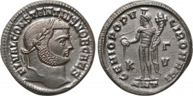 CONSTANTIUS I (Caesar, 293-305). Follis. Antioch. 

Obv: FL VAL CONSTANTIVS NOB CAES. 
Laureate head right.
Rev: GENIO POPVLI ROMANI / K - (Γ/V) /...