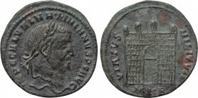 GALERIUS MAXIMIANUS (305-311). Follis. Cyzicus. 

Obv: IMP C GAL VAL MAXIMIANVS P F AVG. 
Laureate head right.
Rev: VIRTVS MILITVM / MKB. 
Camp g...