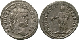 SEVERUS II (Caesar, 305-306). Follis. Cyzicus. 

Obv: FL VAL SEVERVS NOB CAES. 
Laureate head right.
Rev: GENIO AVGG ET CAESARVM NN / KA. 
Genius...
