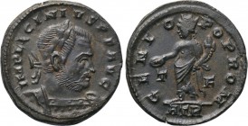 LICINIUS I (308-324). Follis. Treveri. 

Obv: IMP LICINIVS P F AVG. 
Laureate and cuirassed bust right.
Rev: GENIO POP ROM / T - F / ATR. 
Genius...