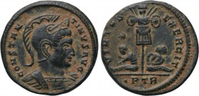 CONSTANTINE I THE GREAT (307/10-337). Follis. Treveri. 

Obv: CONSTANTINVS AVG. 
Helmeted and cuirassed bust right.
Rev: VIRTVS EXERCIT / •PTR. 
...