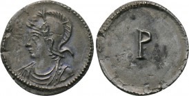 ANONYMOUS (Circa 330). 1/3 Siliqua. Constantinople. 

Obv: Helmeted and draped bust of Roma left.
Rev: Large P.

Bendall, Anonymous 3; Gemini III...