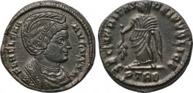 HELENA (Augusta, 324-328/30). Follis. Treveri. 

Obv: FL HELENA AVGVSTA. 
Diademed and mantled bust right.
Rev: SECVRITAS REI PVBLICE / PTRE. 
Se...