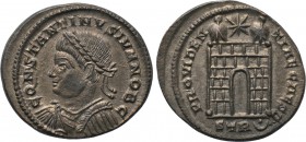 CONSTANTINE II (Caesar, 316-337). Follis. Treveri. 

Obv: CONSTANTINVS IVN NOB C. 
Laureate, draped and cuirassed bust left.
Rev: PROVIDENTIAE CAE...