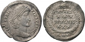 CONSTANTIUS II (337-361). Siliqua. Antioch. 

Obv: D N CONSTANTIVS P F AVG. 
Diademed head right.
Rev: VOTIS / XXV / MVLTIS / XXX. 
Legend in fou...