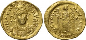 ZENO (Second reign, 476-491). GOLD Solidus. Constantinople. 

Obv: D N ZENO PERP AVG. 
Diademed, helmeted and cuirassed bust facing slightly right,...