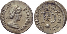 GEPIDS. In the name of Anastasius I (491-518). Quarter Siliqua. Sirmium. 

Obv: D N ANASTASIVS P P AVG (retrograde and read outward). 
Diademed and...