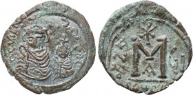 HERACLIUS with HERACLIUS CONSTANTINE (610-641). Follis. Seleucia Isauriae. Dated RY 7 (616/7). 

Obv: Crowned busts of Heraclius and Heraclius Const...