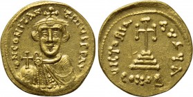 CONSTANS II (641-668). GOLD Solidus. Constantinople. 

Obv: δ N CONSTANTINЧS P P AV. 
Crowned, draped and curiassed bust facing, holding globus cru...