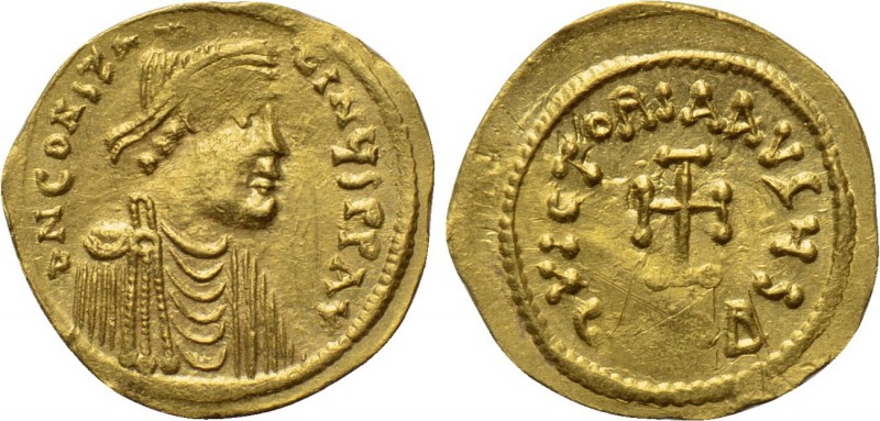 CONSTANS II (641-668). GOLD Tremissis. Constantinople. 

Obv: δ N CONSTANTINЧS...