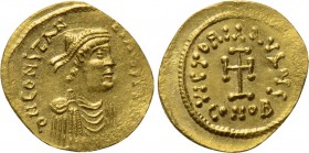 CONSTANS II (641-668). GOLD Tremissis. Constantinople. 

Obv: δ N CONSTANTINЧS P P AV. 
Diademed, draped and cuirassed bust right.
Rev: VICTORIA A...