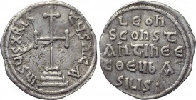 LEO IV THE KHAZAR with CONSTANTINE VI (775-780). Miliaresion. Constantinople. 

Obv: IҺSЧS XRISTЧS ҺICA. 
Cross potent set upon three steps.
Rev: ...