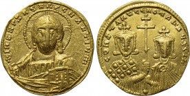 CONSTANTINE VII PORPHYROGENITUS and ROMANUS II (913-959). GOLD Solidus. Constantinople. 

Obv: + IҺS XPS RЄX RЄGNANTIЧM. 
Facing bust of Christ Pan...