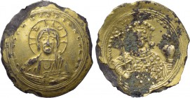 CONSTANTINE IX MONOMACHUS (1042-1055). Fourrée Histamenon. Imitating Constantinople. 

Obv: + IҺS XIS RЄX RЄGNANTIҺM. 
Facing bust of Christ Pantok...