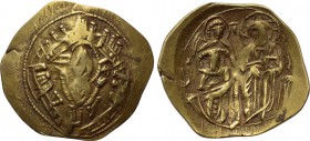 MICHAEL VIII PALAEOLOGOS (1261-1282). GOLD Hyperpyron. Constantinople. 

Obv: Half-length figure of the Virgin Mary, orans, within city wall of six ...