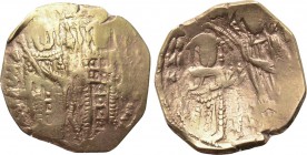 JOHN V PALAEOLOGUS with ANNA SAVOY (1341-1391). GOLD Hyperpyron. Constantinople. 

Obv: John and Anna standing facing, each holding sceptre.
Rev: A...
