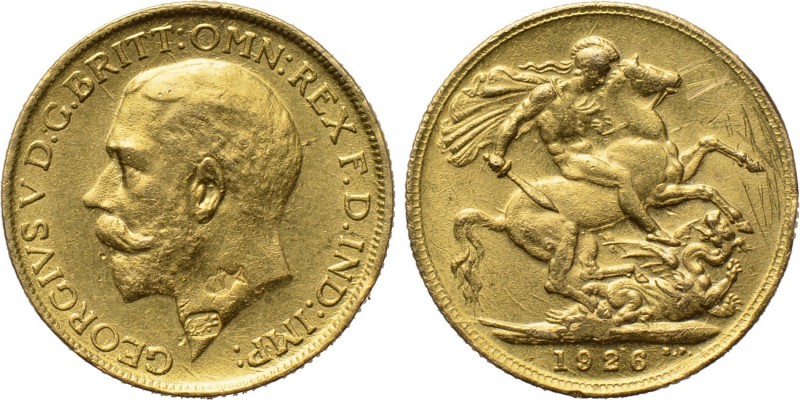 AUSTRALIA. George V (1910-1936). GOLD Sovereign (1926-M). Melbourne. 

Obv: GE...