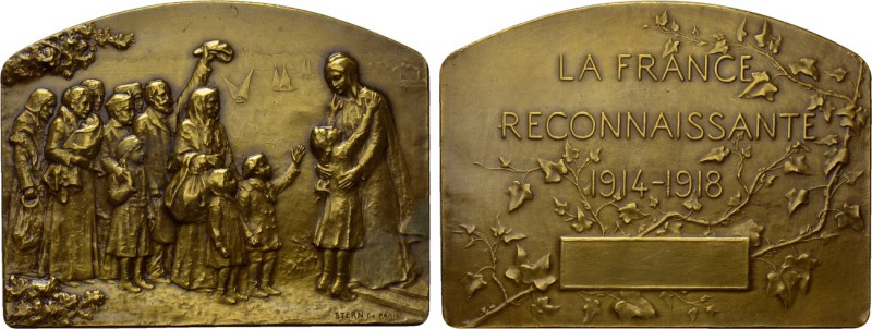 FRANCE. Plaque (1918). By Stern. Commemorating the end of World War I. 

Obv: ...