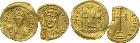 2 Byzantine GOLD coins. 

Obv: .
Rev: .

. 

Condition: See picture.

Weight: g.
 Diameter: mm.