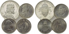 4 Hungarian coins. 

Obv: .
Rev: .

. 

Condition: See picture.

Weight: g.
 Diameter: mm.