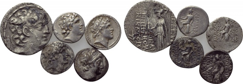 5 Seleucid coins. 

Obv: .
Rev: .

. 

Condition: See picture.

Weight:...