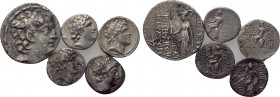 5 Seleucid coins. 

Obv: .
Rev: .

. 

Condition: See picture.

Weight: g.
 Diameter: mm.