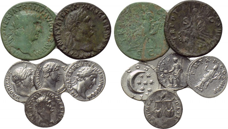 6 coins of Trajan and Hadrian. 

Obv: .
Rev: .

. 

Condition: See pictur...