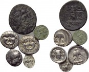 6 Greek coins. 

Obv: .
Rev: .

. 

Condition: See picture.

Weight: g.
 Diameter: mm.