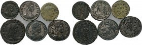 6 late Roman coins. 

Obv: .
Rev: .

. 

Condition: See picture.

Weight: g.
 Diameter: mm.