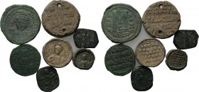 7 Byzantine coins and seals. 

Obv: .
Rev: .

. 

Condition: See picture.

Weight: g.
 Diameter: mm.