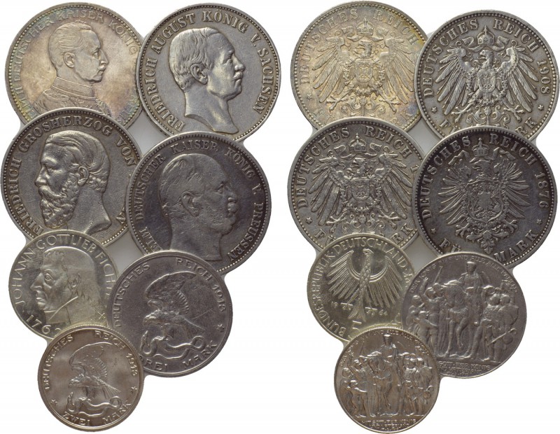 7 German coins. 

Obv: .
Rev: .

. 

Condition: See picture.

Weight: g...