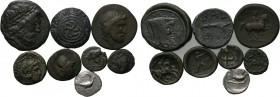 8 Greek coins. 

Obv: .
Rev: .

. 

Condition: See picture.

Weight: g.
 Diameter: mm.