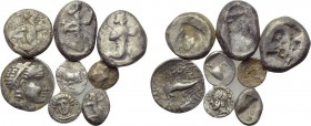 8 Greek coins. 

Obv: .
Rev: .

. 

Condition: See picture.

Weight: g.
 Diameter: mm.