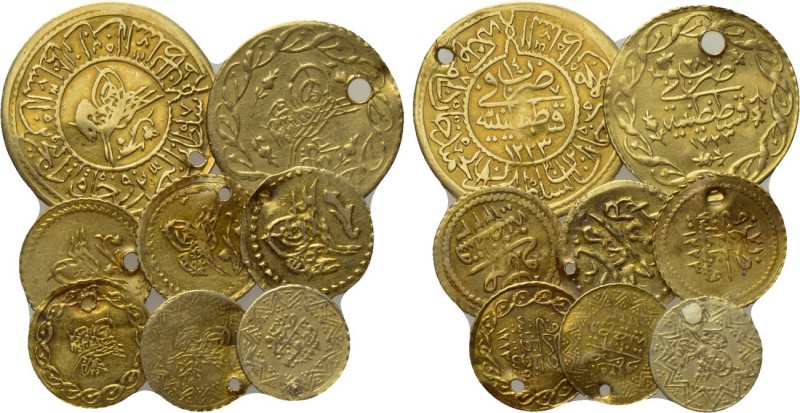 8 Ottoman GOLD coins. 

Obv: .
Rev: .

. 

Condition: See picture.

Wei...