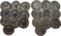 10 antoniniani of Aurelianus and Severina. 

Obv: .
Rev: .

. 

Condition: See picture.

Weight: g.
 Diameter: mm.