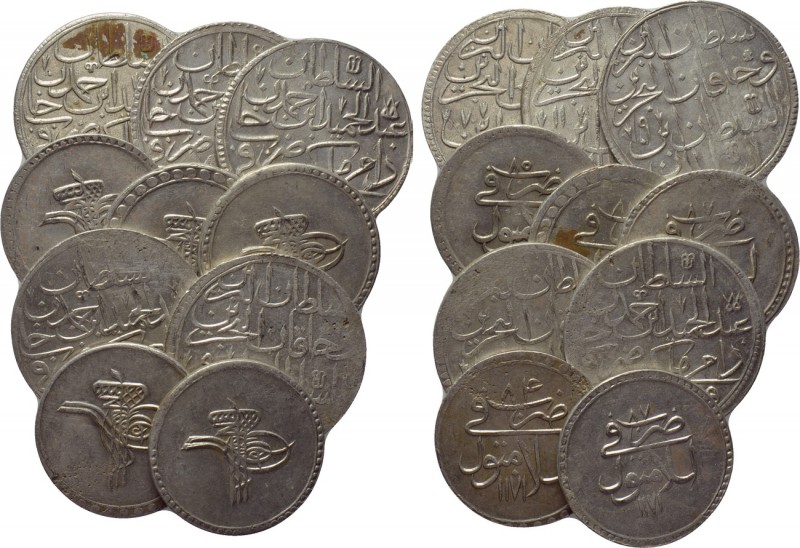 10 Ottoman coins. 

Obv: .
Rev: .

. 

Condition: See picture.

Weight:...
