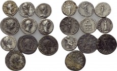 10 Roman coins. 

Obv: .
Rev: .

. 

Condition: See picture.

Weight: g.
 Diameter: mm.