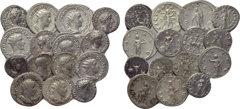 15 Roman silver coins. 

Obv: .
Rev: .

. 

Condition: See picture.

We...