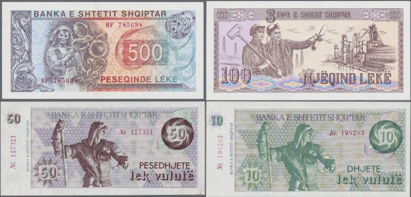 Albania: Lot with 6 banknotes comprising 100, 500 Leke 1991, 500 Leke 1996 and 1...
