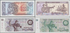 Albania: Lot with 6 banknotes comprising 100, 500 Leke 1991, 500 Leke 1996 and 1, 10 and 50 Lek Valute ND(1992), P.47a, 48a,b, 48A, 49a, 50a, all in U...