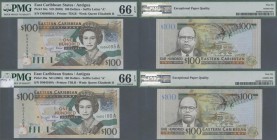 Antigua: Nice group of 4 banknotes 100 Dollars ND(2003), P.46a, all in UNC and all PMG graded 66 Gem Uncirculated EPQ. (4 pcs.)
 [plus 19 % VAT]
