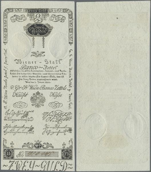 Austria: Wiener Stadt-Banco Zettel 2 Gulden 1800, P.A30, almost perfect conditio...