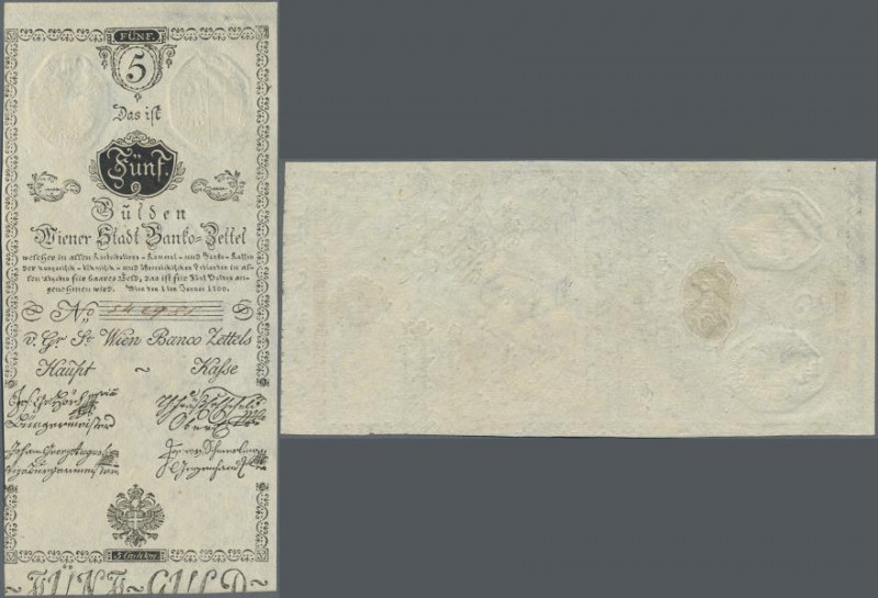 Austria: Wiener Stadt-Banco Zettel 5 Gulden 1800, P.A31 in perfect UNC condition...