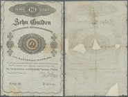 Austria: 10 Gulden 1825 P. A62a, several taped areas on back to fix some minor holes and tears in the note, no parts missing, borders a bit worn, stil...